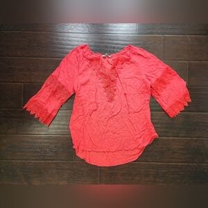 Valerie Stevens Boho Crochet Top 3/4 Sleeve Lightweight Blouse Womens 1X